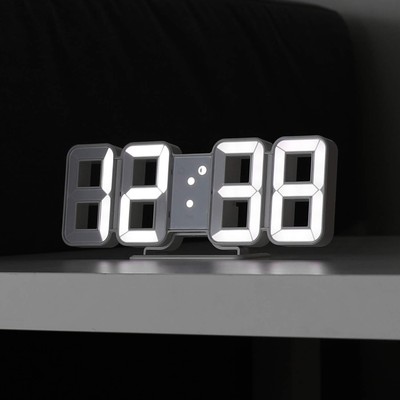 mooas 3D Pure Mini White LED Clock, Multi-Function LED Clock (Calendar, Alarm...