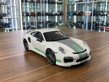 GTSpirit Porsche 911 Turbo S Modified by TechArt White/Green Stripe [1/18 Resin]