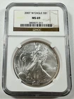2007-W $1 American Eagle NGC MS69 WEST POINT 1 oz Silver Coin