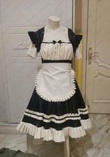 Latex Rubber Gummi Maid Outfits uniform Dress apron skirt customized 0.4mm 1316
