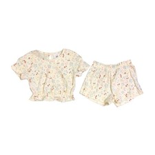 Member's Mark Toddler Girls 2-Piece Crinkle Knit Playwear Set Cream, 4T 