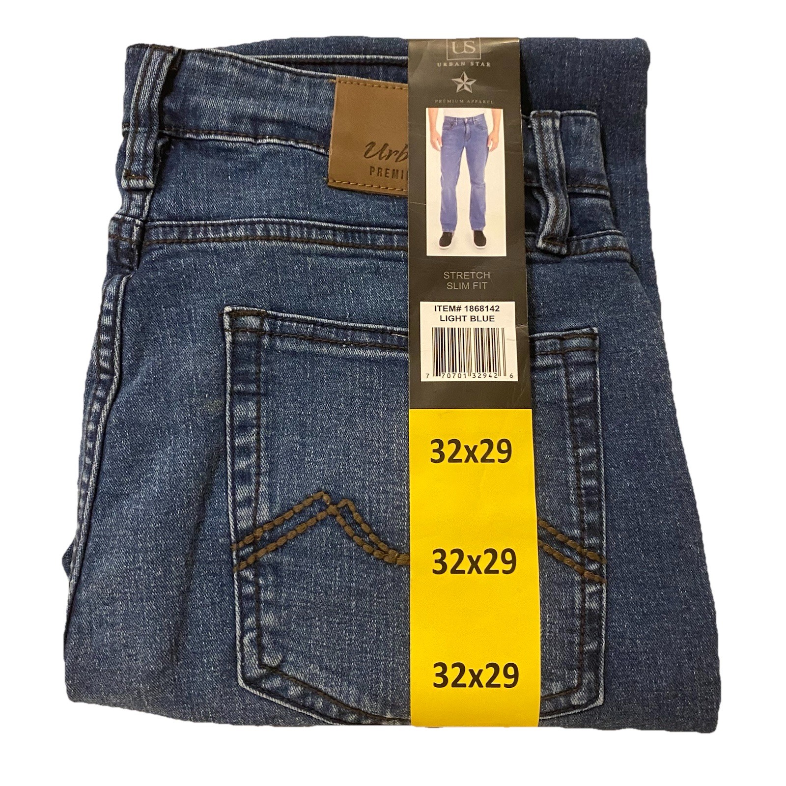 's Stretch Slim Fit Jeans, Light Blue, Size 32x29 New