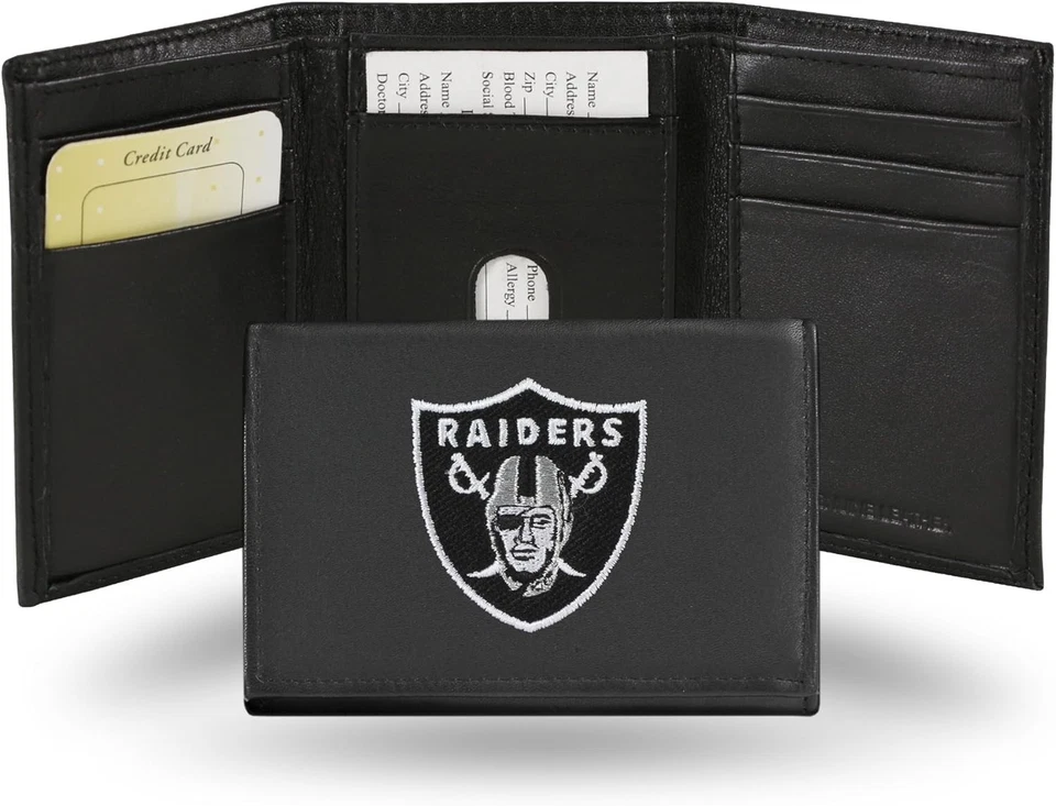 Oakland Raiders Leather Wallet, Black - Image 3 of 4