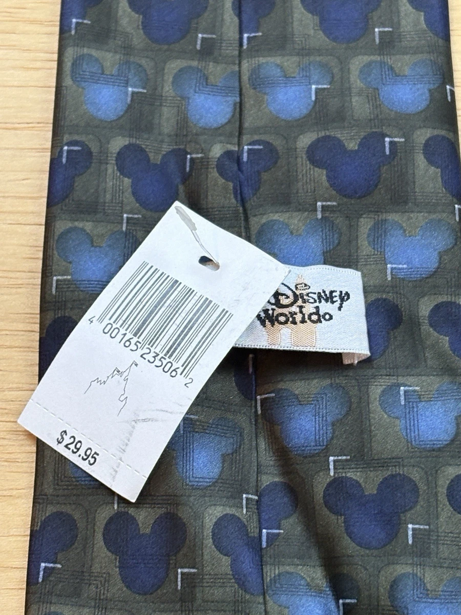 Silk Tie Blue Geometric Walt Disney World Micky Mouse Logo NWT