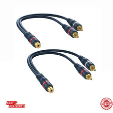 RCA Splitter 1 Female to 2 Male 2 Pack RCA Y Splitter RCA Audio Video Cable S...