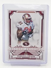 TERRELL OWENS 2025 NATIONAL TREASURES JERSEY RED #90 /81 49ERS FOOTBALL Q6638