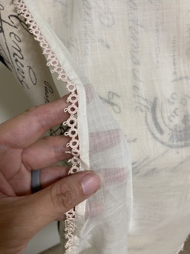 Ancien demi tablier transparent femme petite bordure dentelle brodée années 50 cuisine rétro - Photo 13/14