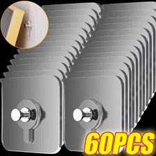 50x Strong Self-Adhesive Wall Hooks No-Drill Picture Hangers for Frames & Clocks