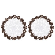 2Pcs Crochet Handmade Doilies 8.2" Placemats Lace Coasters White, Brown