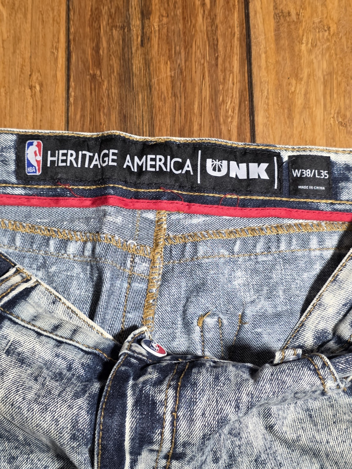 NBA Heritage America UNK Patchwork Distressed Jea… - image 11