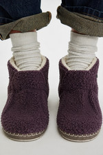 L.L.Bean Women's Cozy Slipper Booties Damson Amaranth Purple Pile Fleece Size 7M