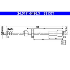 1x ORIGINAL® Ate Bremsschlauch Vorne für Citroën C3 II C4 CACTUS DS3 C3 / C3