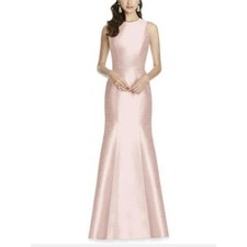 ALFRED SUNG Pale Pearl Pink Sleeveless Satin Mermaid Gown Size 2
