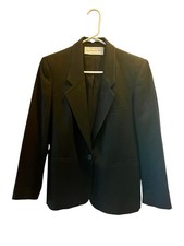Evan-Picone Black Single Breasted Tailored Blazer Sz 4 100 Wool Made In USA