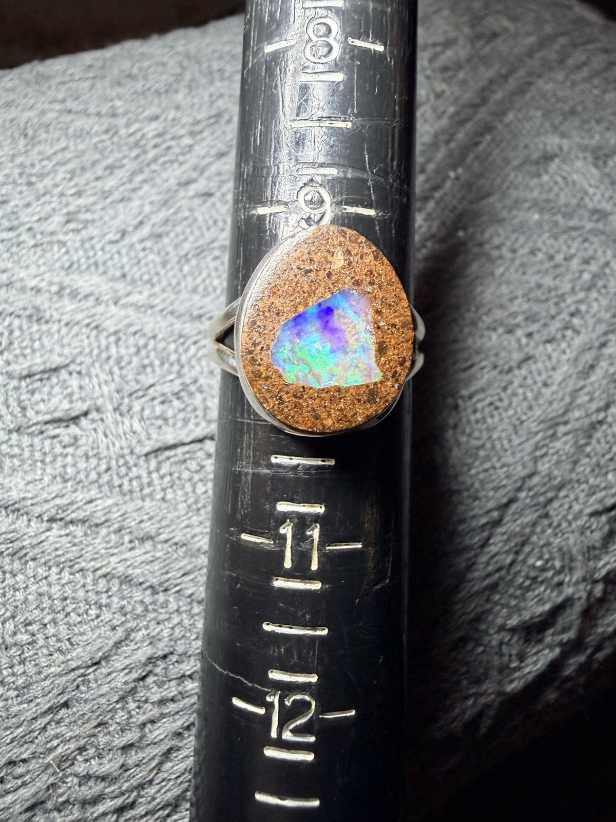 Solid Australian Boulder Opal Ring 925 Silver Siz… - image 22