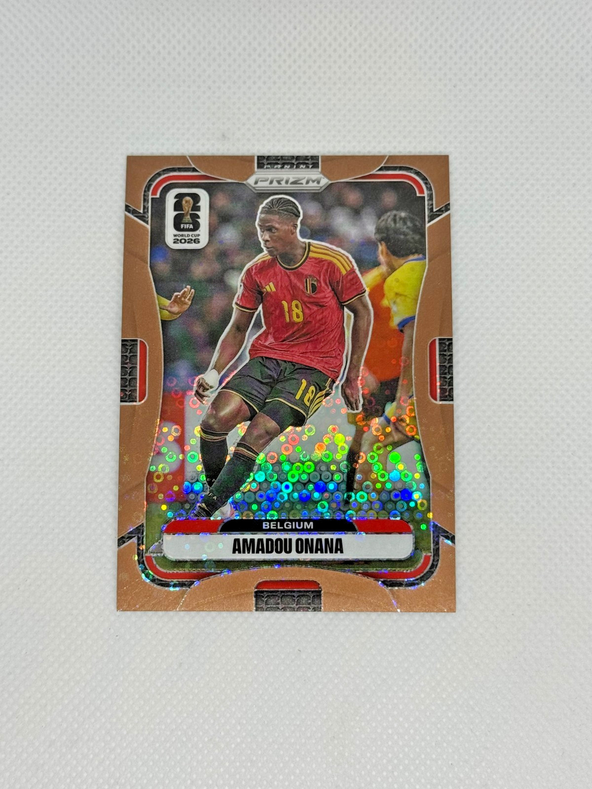 2026 Panini Prizm FIFA World Cup - Amadou Onana DSG Exclusive Bronze Disco /175 view 2