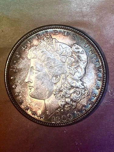 1900 P  Morgan Dollar beautiful  Gem bu   Black velvet reverse toning  A1 +