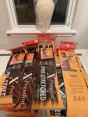 Sensationnel 3X X-Pression Pre-Stretched Braid 58  Lot Of 10 + Mannequin Head