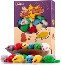 36PCS 4.1'' Furry Cat Toy Mice Rattle Small Mouse Kitten Interactive Play Assort