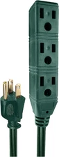3 Outlet Power Strip Extension Cord 10 ft, 16/3 SJTW Heavy Duty 1 Pack Green