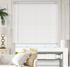 LazBlinds  1" Vinyl Mini Blinds, Cordless  29" W x 48" H, White (No Drill)