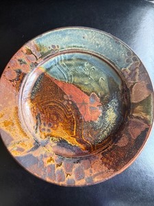 Signed John Glick Plum Tree Pottery Plate 9" Mid-late Century Modern Abstract