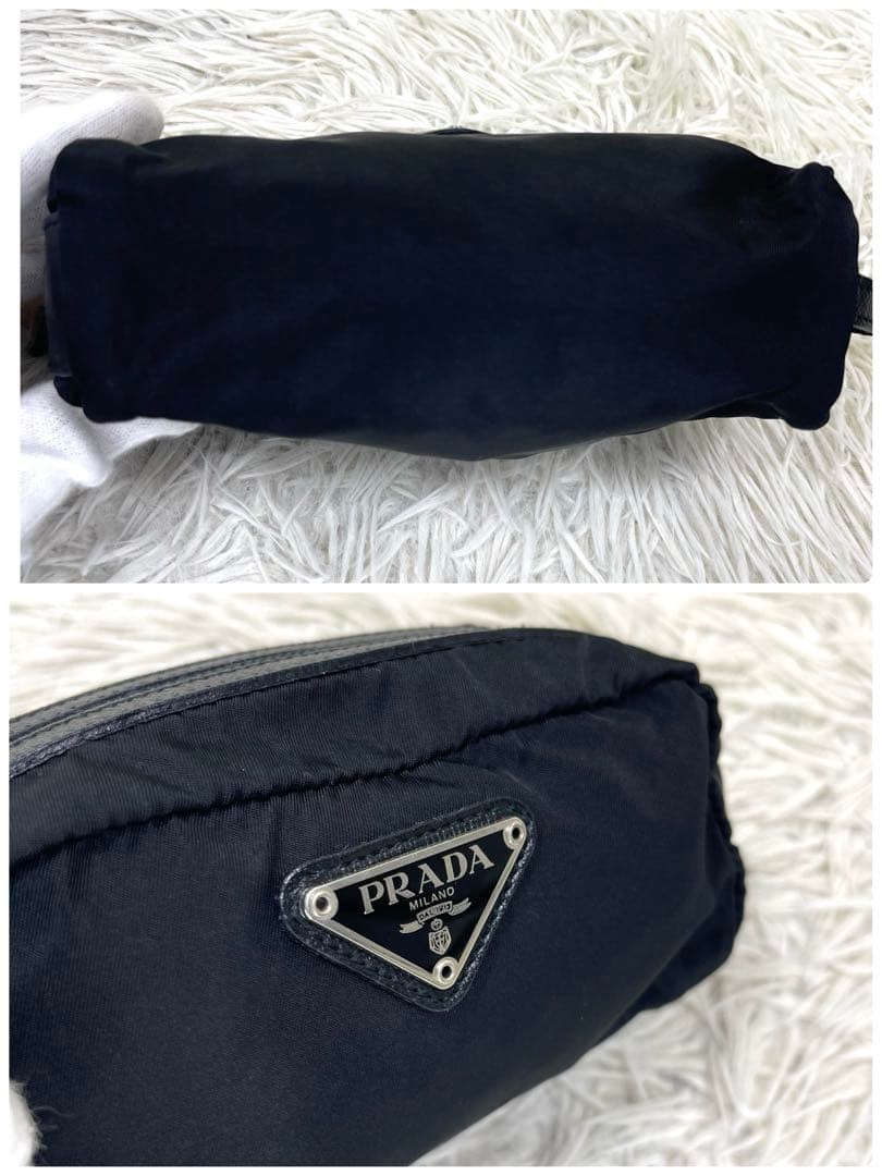 PRADA pouch with triangular logo plate nylon blac… - image 6