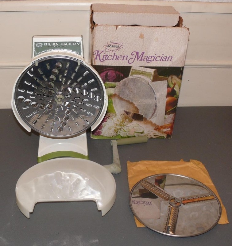 POPEILS KITCHEN MAGICIAN FOOD CUTTER PROCESSOR W/ BOX 2 BLADES