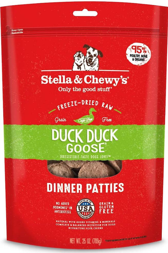 Stella & Chewy's Duck Duck Goose Dinner Patties Freeze-Dried Raw Dog Food, 25-oz