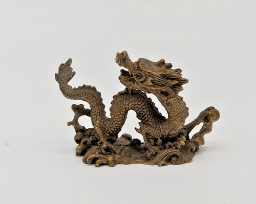 Chinese Dragon Statue Old Silver Copper Paktong Metal Hand Work Feng Shui