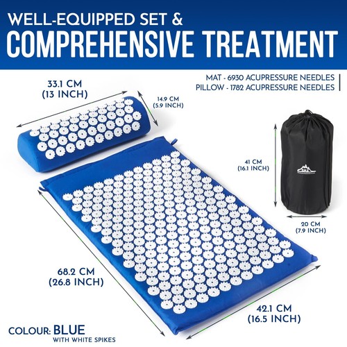 Acupressure Massager Cushion Mat Set Body Pain Relieve Mat and Pillow Inc Bag - Picture 50 of 73