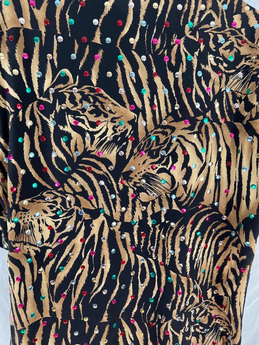 SAINT LAURENT Silk Mens Shirt Tiger Pattern & Metallic Dot SAINT LAURENT Silk Mens Shirt Tiger Pattern & Metallic Dot