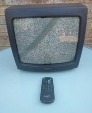 Sharp 13" CRT TV 13G-M60 Television w/Remote, Tested Working