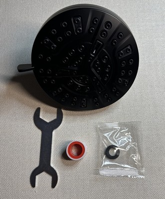 REHAVE BLACK Rainfall Shower HeadP, 63 JETS, 5.1 Inches High-Pressure