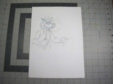 vtg 1980s original comic art - Robb Phipps Bar Patron Wolf concept sketch B