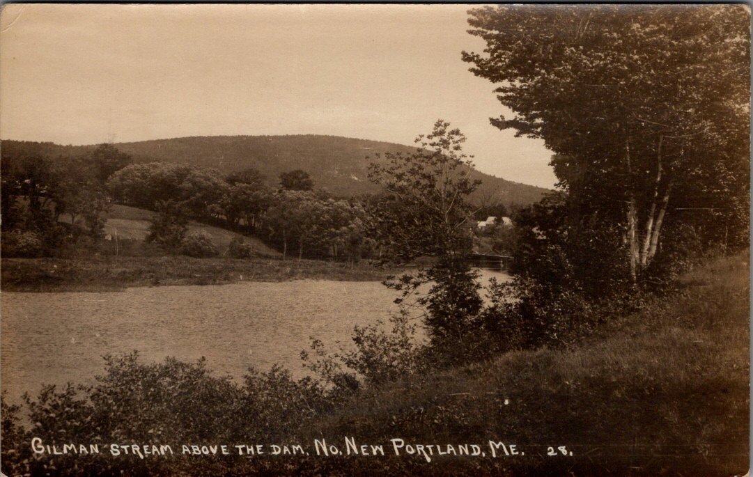1931, Gilman Stream Above the Dam, NORTH NEW PORTLAND, Maine Real Photo