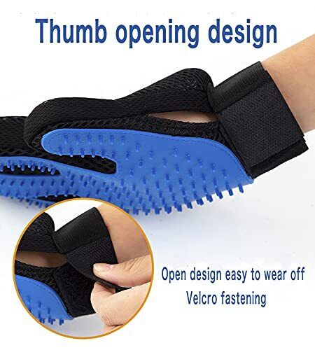 Dog Grooming Glove Mitt Pet Dog Cat Massage Groom Deshedding Brush Hair Remover - Picture 2 of 19