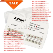 AZDENT 20Pack Dental Orthodontics Brackets Braces Metal  Mini Roth MBT Mesh Base