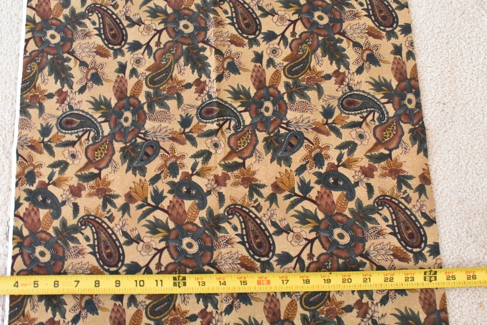 Cachemira Floral 33" Largo, Vintage, Verde Marrón y Tostado, Alexander Henry, Taj, P9804 Foto 3 de 4