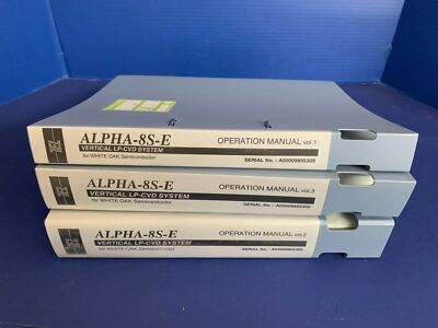 Tokyo Electron ALPHA-8S-E Vertical LP-CVD Operation Manual Volumes 1,2 & 3