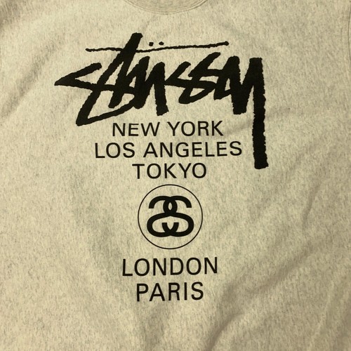 Stussy World Tour Crew Mens XXL Gray Sweatshirt - Picture 2 of 8
