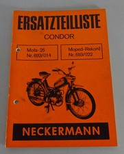 Teilekatalog / Ersatzteilliste Neckermann Condor Mofa-25 Moped Rekord von 1968 