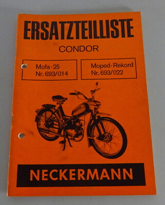 Parts catalogue/parts list Neckermann Condor Moped 25 Moped Record 1968 