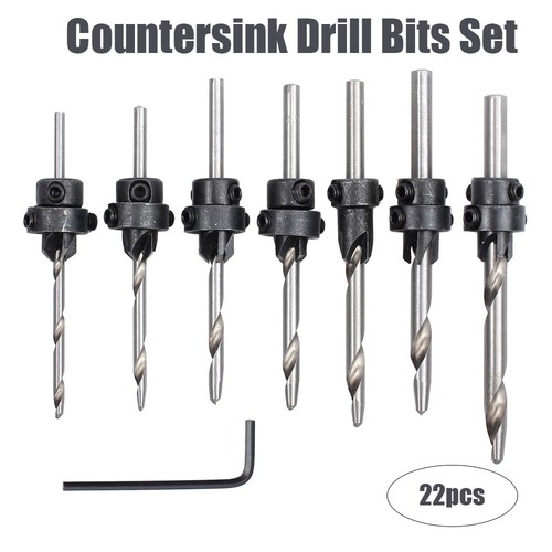 Tapered Drill Bits Countersink Set Stop 