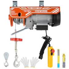 CREWORKS 500/1500/2500 lbs Electric Hoist Crane Winch W/ Wired/Wireless Remote