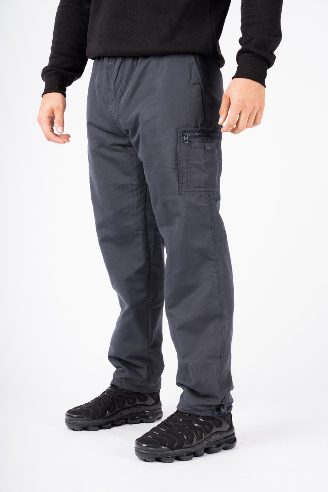 Mens Fleece Lined Thermal Cargo Trousers Pants Elasticated Combat