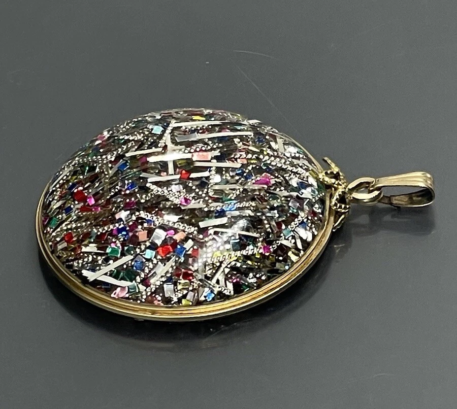 "Colgante para mujer 1/20 oro amarillo 12K relleno metal colorido confeti resina 1,5""" Foto 2 de 4