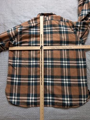 Vintage LL Bean Flannel Shirt Men Extra Large Brown Green Plaid Heavy Tartan - Picture 9 of 11