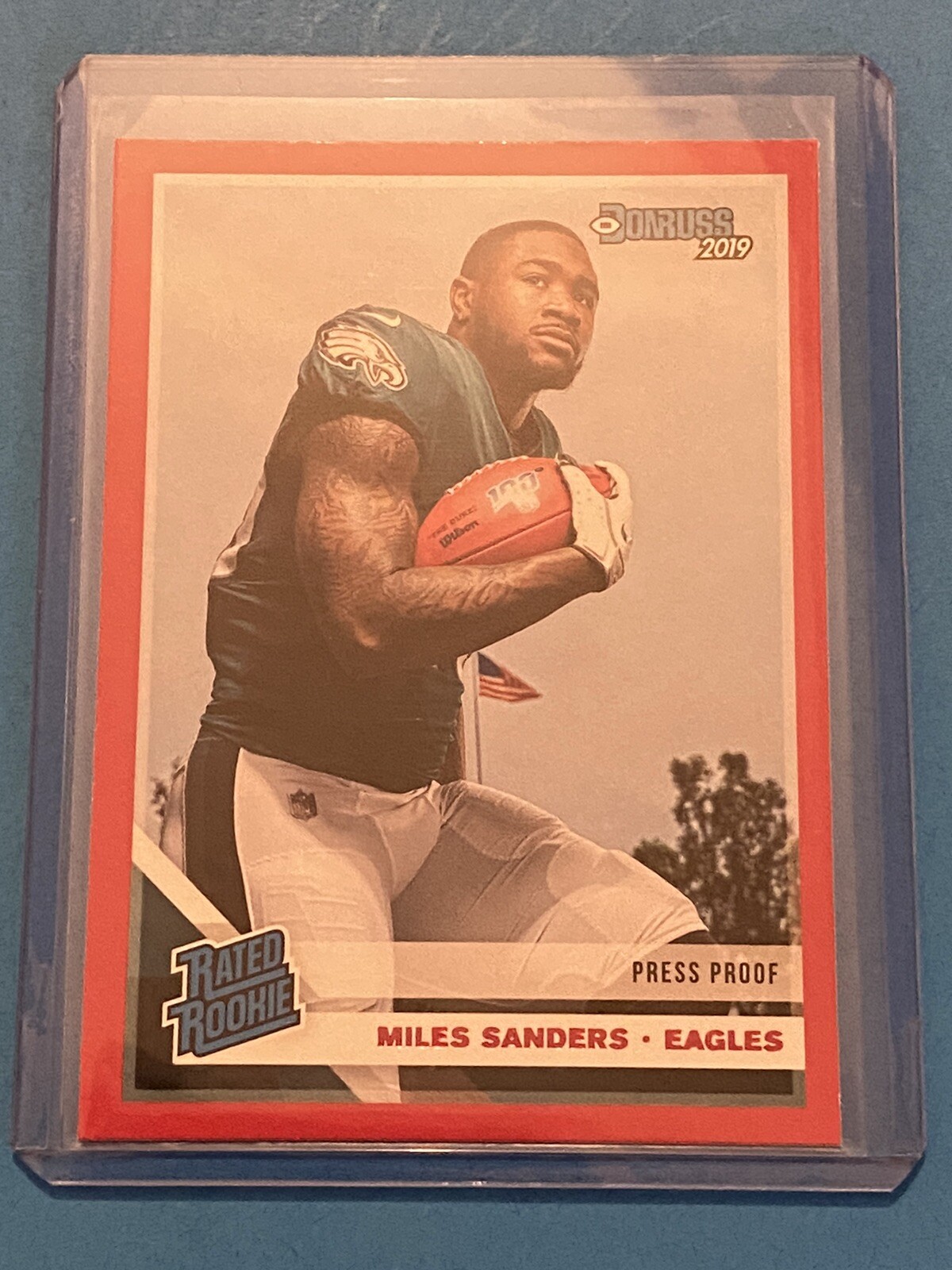 2019 Panini Donruss - Rated Rookie Press Proof Red #322 Miles Sanders (RC) Eagle