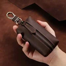 Genuine Leather Zipper Car Key Case Coin Purse Wallet with Key Car Smart Change